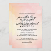 Eleganter rosa Glitzer Bokeh Light Chic Wedding Einladung (Vorne/Hinten)