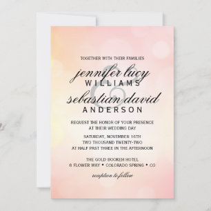 Eleganter rosa Glitzer Bokeh Light Chic Wedding Einladung