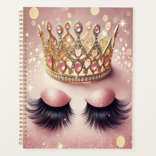 Eleganter Rosa Glitzer Eyelash Crown Planer (Vorderseite)