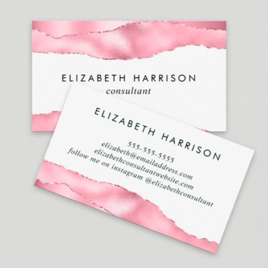 Eleganter Rosa Glitzer Foil Visitenkarte