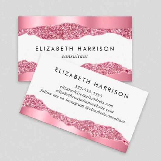 Eleganter Rosa Glitzer Foil Visitenkarte