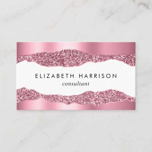 Eleganter Rosa Glitzer Foil Visitenkarte (Vorderseite)