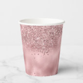 Eleganter rosa Glitzer & Foil Wedding Paper Cups Pappbecher (Rückseite)