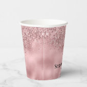 Eleganter rosa Glitzer & Foil Wedding Paper Cups Pappbecher (Rechts)