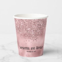 Eleganter rosa Glitzer & Foil Wedding Paper Cups