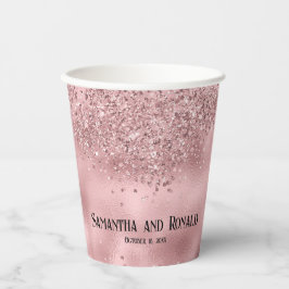 Eleganter rosa Glitzer & Foil Wedding Paper Cups Pappbecher