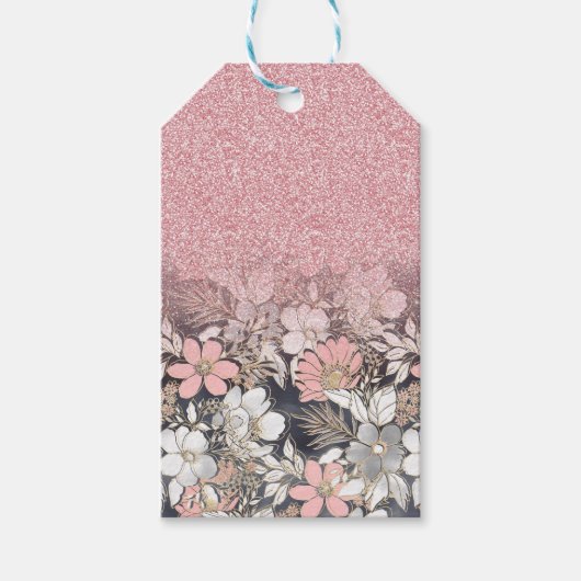 Eleganter Rosa Glitzer Geschenkanhänger (Vorderseite)