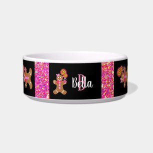 Eleganter Rosa Glitzer Gingerbread Girl Personalis Napf
