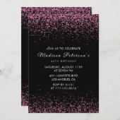 Eleganter Rosa Glitzer Glam 46. Geburtstag Einladung (Vorne/Hinten)