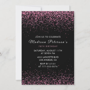 Eleganter Rosa Glitzer Glam 78. Geburtstag Einladung