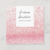 Eleganter, rosa Glitzer Glam Make-up-Künstler weiß Quadratische Visitenkarte (Vorderseite)
