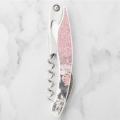 Eleganter Rosa Glitzer Kellnermesser (Vorderseite)