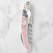 Eleganter Rosa Glitzer Kellnermesser (Rückseite)