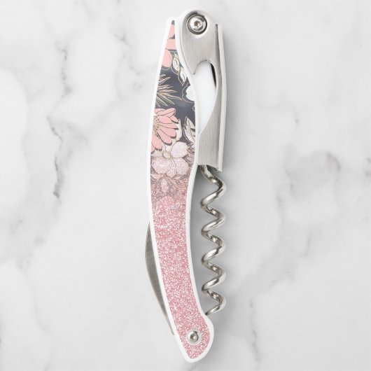 Eleganter Rosa Glitzer Kellnermesser (Rückseite)