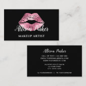 Eleganter rosa Glitzer Kiss Makeup Artist Visitenkarte (Vorne/Hinten)