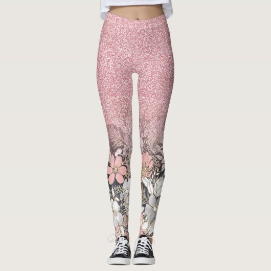 Eleganter Rosa Glitzer Leggings (Vorderseite)