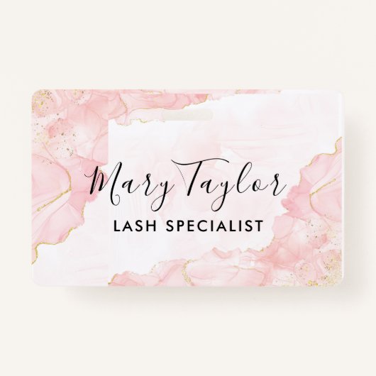 Eleganter Rosa-Glitzer-Marmor Ausweis (Vorderseite)