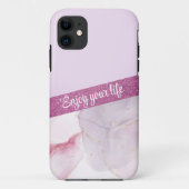 Eleganter rosa Glitzer-Marmor iPhone Case (Rückseite)