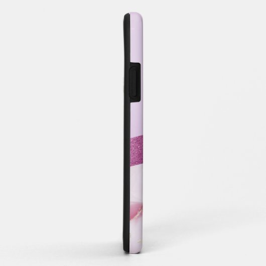 Eleganter rosa Glitzer-Marmor iPhone Case (Hinten/Rechts)