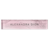 Eleganter Rosa-Glitzer-Marmor Namensplakette (Vorderseite)