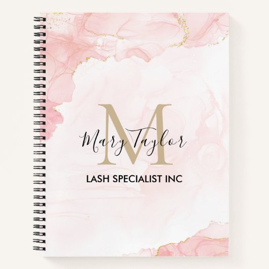 Eleganter Rosa-Glitzer-Marmor Notizblock (Vorderseite)