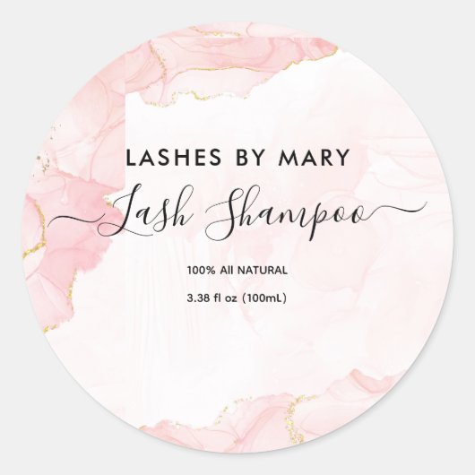Eleganter Rosa-Glitzer-Marmor Runder Aufkleber (Vorderseite)