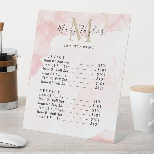 Eleganter Rosa-Glitzer-Marmor Sockelschild (In Situ)