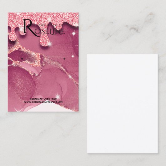 Eleganter, rosa Glitzer mit Aquarellfarbe Visitenkarte (Vorne/Hinten)