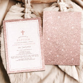 Eleganter rosa Glitzer mit Kreuztaufen Einladung
