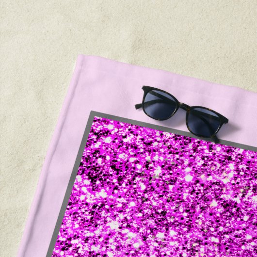 Eleganter rosa Glitzer Mit Monogramm Strandtuch (Beispiel)
