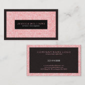 Eleganter rosa Glitzer mit schwarzen Akzenten Visitenkarte (Vorne/Hinten)
