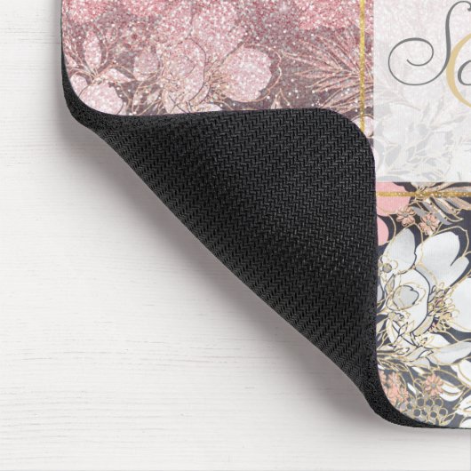 Eleganter Rosa Glitzer Mousepad (Ecke)