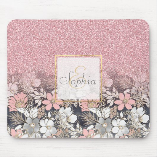 Eleganter Rosa Glitzer Mousepad (Vorne)