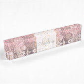 Eleganter Rosa Glitzer Namensplakette