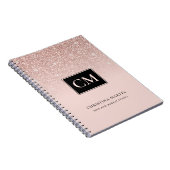 Eleganter Rosa Glitzer Ombre Monogram Notebook Notizblock (Rechte Seite)