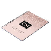 Eleganter Rosa Glitzer Ombre Monogram Notebook Notizblock (Linke Seite)