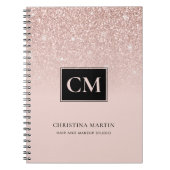 Eleganter Rosa Glitzer Ombre Monogram Notebook Notizblock (Vorderseite)