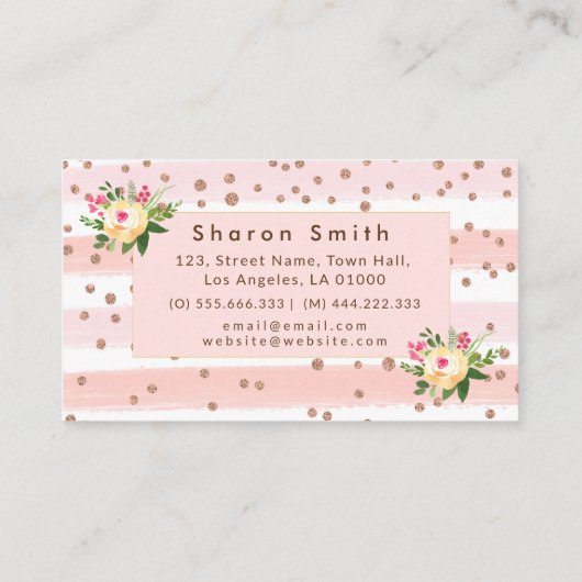 Eleganter Rosa Glitzer Rose Gold Confetti Trendy Visitenkarte (Rückseite)