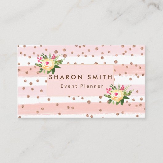 Eleganter Rosa Glitzer Rose Gold Confetti Trendy Visitenkarte (Vorderseite)