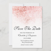 Eleganter Rosa-Glitzer Save the Date (Vorderseite)