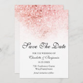 Eleganter Rosa-Glitzer Save the Date (Vorne/Hinten)