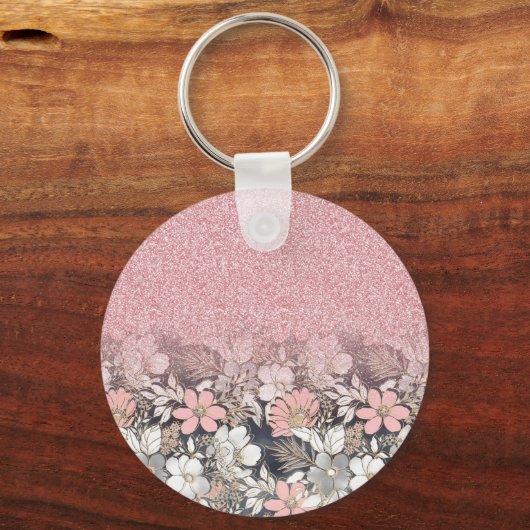 Eleganter Rosa Glitzer Schlüsselanhänger (Vorderseite)