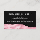 Eleganter rosa Glitzer Schwarzer Blitz Visitenkarte (Rückseite)