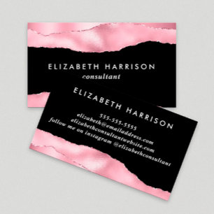 Eleganter rosa Glitzer Schwarzer Blitz Visitenkarte