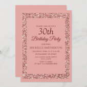 Eleganter Rosa Glitzer Sparkle Frauen 30. Geburtst Einladung (Vorne/Hinten)