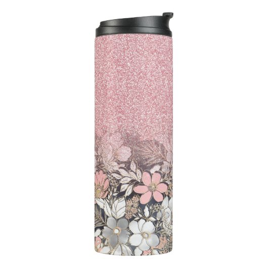 Eleganter Rosa Glitzer Thermosbecher (Nach links gedreht)