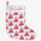 Eleganter Rosa Glitzer Trees Kleiner Weihnachtsstrumpf (Vorderseite)