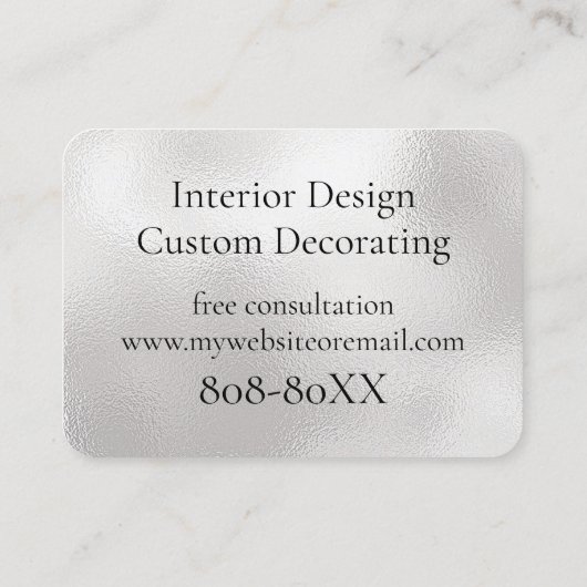 Eleganter rosa Glitzer und Diamanten auf Silberfol Visitenkarte (Rückseite)