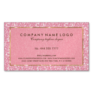 Eleganter rosa Glitzer und Glitzern Gold Akzente Magnetische Visitenkarte