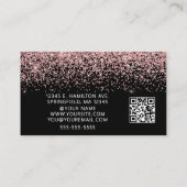 Eleganter rosa-glitzernder Foto-QR-Code Schwarz Visitenkarte (Rückseite)